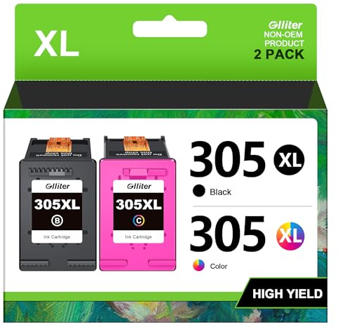 Glliter 305XL Druckerpatronen 305 für HP 305 XL kompatibel mit HP Deskjet 2820e 2800e 4220e für HP Envy 6000 6020 6020e 6032e 6420e 6432e Patronen (Schwarz, Farbe)