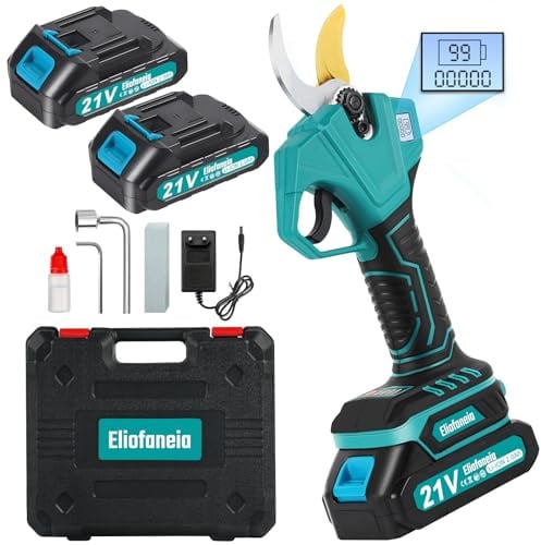Akku Astschere Akku Baumschere,Max 30MM Schnittdurchmesser,Professionelle Elektrische Gartenschere mit Sicherheitsschalter 2x2000mAh 21V Batterien,LCD Anzeige,Ladegerät,für 6-8 Arbeitsstunden