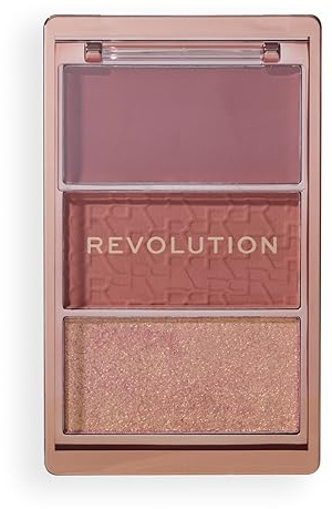 Revolution, Blush Icon Palette (Aura Points Rose), Creme- & Puder-Rougepalette, Hochpigmentiert, 3 Farben, Aura Points Rose, Tierversuchsfrei & Vegan