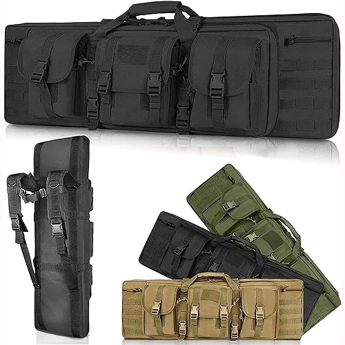 SJASD Gewehrtasche 2 langwaffen,Lange Jagdtasche,waffentasche für langwaffen abschließbar,mit Doppelfach & 3 Große Zubehör Beutel,für Outdoor Tactical Gewehr