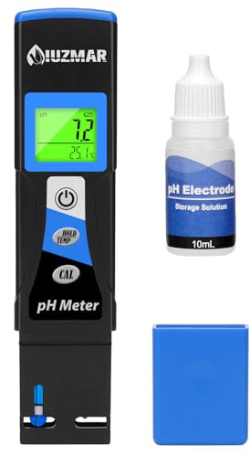 UIUZMAR Wasser pH Messgerät, Wasserqualität Tester Trinkwasser, pH Temperatur Meter Mit ATC Funktion, pH Wert Messgerät Für Pool, Hydrokultur, Aquarium, Gartenarbeit, Schwimmbäder, Bierbrauen