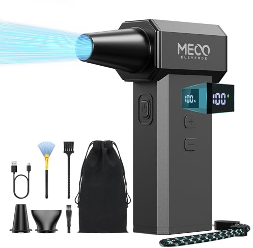 MECO ELEVERDE Elektrische Staubgebläse, 220.000 U/Min, 100-Gang mit LED-Display Akku Air Duster, Druckluftspray Dust Blower für PC Reinigungs Auto und Outdoor