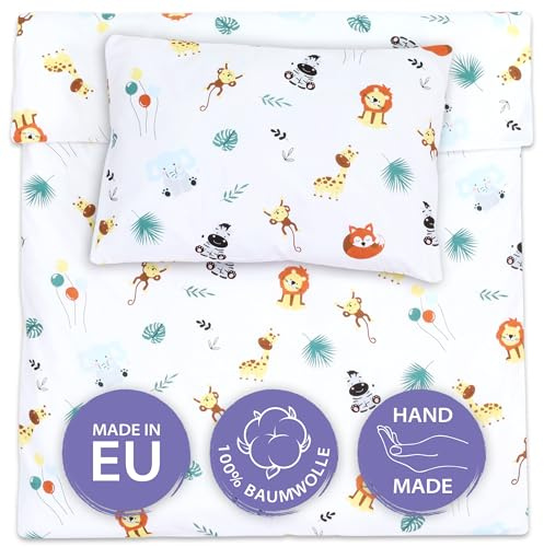Kinderbettwäsche Baby Bettwäsche 90x120 cm aus Baumwolle - Kinder Set von Duvet Cover 90 x 120 und Kissenbezug 40x60 cm Junge und mädchen babybettwäsche bettbezug für Kleinkind Oeko-Tex