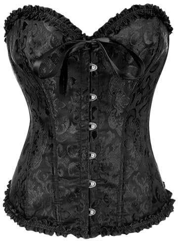 Jecarden Korsett Damen Schwarz Corset Top Damen Unterbrust Korsett Sexy Damen Korsett Oberteil Aesthetic Schnüren Bustier, M