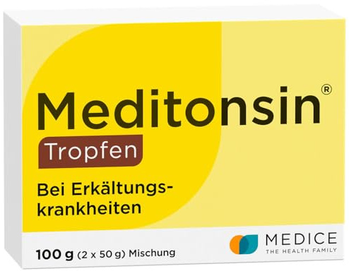 Meditonsin Tropfen 2 x 50 g - bei ersten Anzeichen einer Erkältung - Erkältungs Medikament bei Husten & Schnupfen - natürliches Arzneimittel - für die ganze Familie geeignet