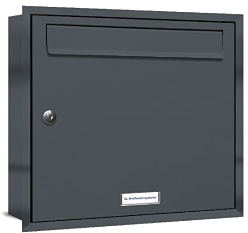 AL Briefkastensysteme, 1er Unterputzbriefkasten in Anthrazit Grau RAL 7016, Briefkastenanlage 1 Fach, Postkasten modern