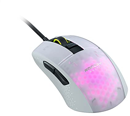 Roccat Burst Pro - Extrem leichte Optical Gaming Maus (hohe Präzision, Optischer Owl-Eye Sensor (100 bis 16.000 Dpi), RGB AIMO LED Beleuchtung, 68g leicht, Designt in Deutschland), weiß