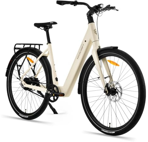 VecoCraft Luna e Bike 28 Zoll City E-Bike. Electric Bike mit Motor, Riemenantrieb, Tektro Scheibenbremsen| LCD Display Integrated in The stem, ebike Damen