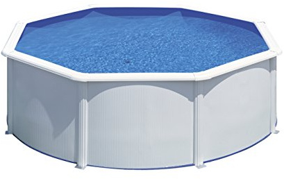 Gre Pool KIT350ECO Fidji - Aufstellpool aus Stahl, rund, mit weißes Aussehen. Abnehmbare Gartenpool. 350 x 120 cm