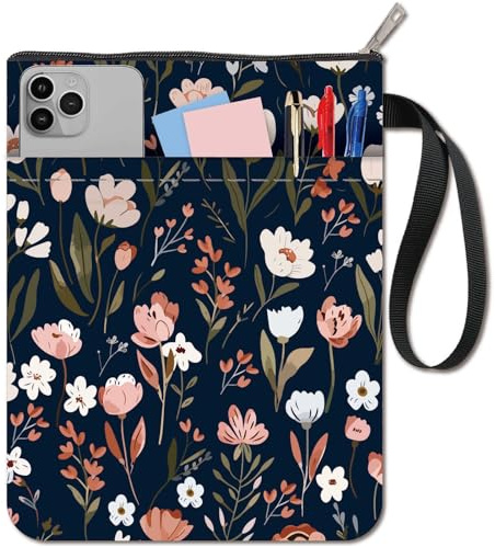CRASPIRE Buchumschläge Mit Pflanzenmotiv Vintage Buchhülle Blumen Buchschutz Für Taschenbücher Waschbarer Buchumschlag Aus Stoff Mit Reißverschluss Und Zusätzlicher Ärmeltasche Für Buchliebhaber