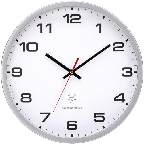 NESIFEE Wanduhr Funk Funkuhr Weiß Wanduhr Funkuhr Groß Vintage Küchenuhr Modern Funkwanduhr Uhr Wand Kinder Wohnzimmer Wanduhren Große Küche Jugendzimmer Funkuhren