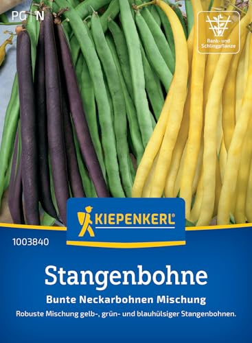Kiepenkerl Stangenbohnensamen Bunte Neckarbohnen Mischung 1003840, Saatgut | Gemüsesamen für bunte Bohnenvielfalt, robuste Bohnensamen für Stickstoffbindung, Rankbohne für 15 Stangen