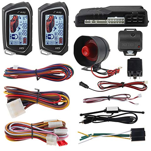 Easyguard 2-Wege-Auto-Alarmanlage EC201-M9 mit 4,4 cm großem LCD-Pager-Display, Fernstarter, Turbo-Timer-Modus, Stoßwarnung, DC12 V