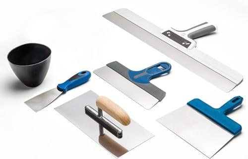 Colorus Maurer Set 6-tlg. - Stuckateur Werkzeug aus Edelstahl - Glättekelle, Fassadenspachtel, Quadratspachtel, Malerspachtel, Gipsbecher - Profi Maurerkelle Set für Putz & Spachtelarbeiten