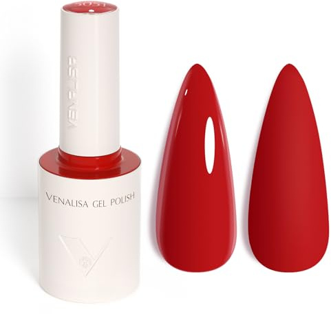 VENALISA UV Negellack Natur Rot Gellack UV Gel Nail Polish Klassischer und All MatchStil für Valentinstag Hochzeit Dating Weihnachtswochenende 10ml