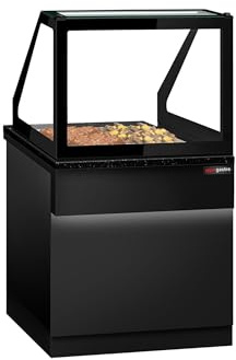GGM Gastro | WHTE80-S | Warmhaltetheke TORONTO - 800mm - schwarze Fron - für 2x GN 1/1 - schwarze Granit-Arbeitsplatte