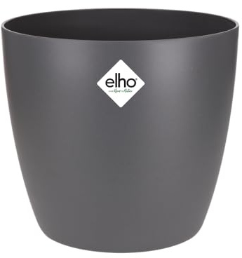 elho Brussels Rund 18 - Blumentopf für Innen - Ø 18.3 x H 16.8 cm - Schwarz/Anthracite