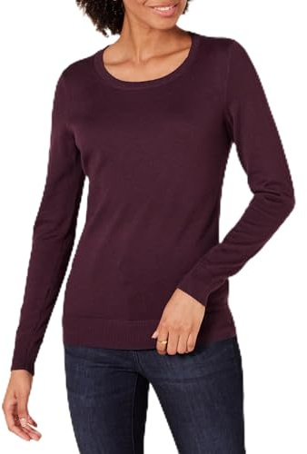 Amazon Essentials Damen Leichter, Langärmeliger Pullover Mit Rundhalsausschnitt (Erhältlich in Übergröße), Burgunderrot, XL Große Größen