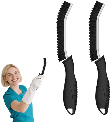 Cleangor Fugenbürste mit Zahnborsten, Hartborsten Ecken Reinigungsbürste, Crevice Cleaning Brush für Bad Fliesen Dusche Küche Toilette | Schmales Design für Ritzen & Fuge (2, SCHWARZ)