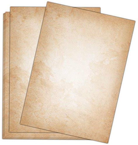 Vintage Briefpapier hell 100 Blatt im DIN A4 Format - beidseitig bedruckt in qualitativem 120g Papier - von Sophies Kartenwelt