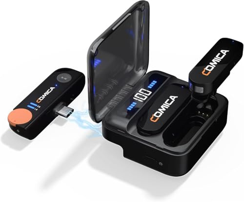 COMICA Vimo S UC Kabelloses Lavalier Mikrofon USB C für Android Handy iPhone 15 16 17, Mini Ansteckmikrofon mit 200M Reichweite, 48kHz/16bit Hi-Fi Audio, 15H Dauer, für Vlog, Tiktok, YouTube