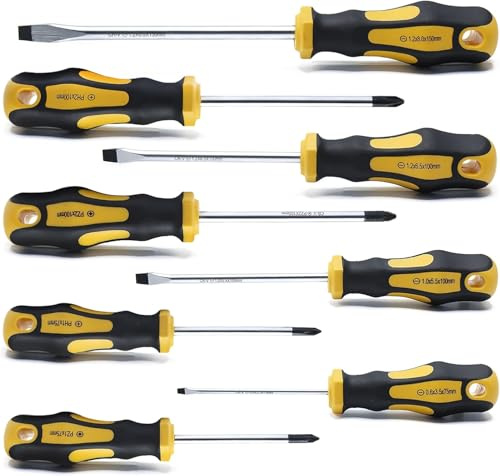 CCLIFE Schraubendreher Set 8tlg Magnetischer Schraubenzieher Satz mit Schlitz, Pozidriv und Kreuzschlitz CR-V Schraubendrehersatz mit Koffer
