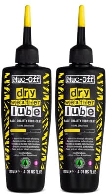 Muc-Off Dry Chain Lube Trocken Kettenöl Fahrrad 120 ml, 2 Pack - Biologisch Abbaubares Schmierfett Kettenfett, Für alle Arten von Fahrrädern - Formuliert für Trocke Wetterbedingungen