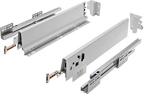 GTV - Modern Box Schublade I L=500mm H=83 mm I Grau I Leises Schließen I Belastung bis zu 40 kg I Einfache Installation I Synchronisation des Fahrweges der Führungen I PB-D-KPL500A