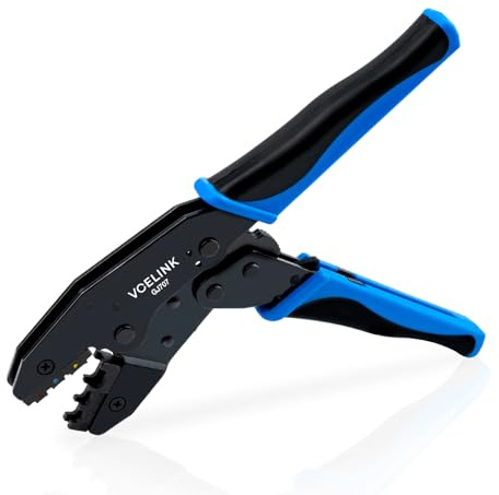 VCELINK Crimpzange GJ707 mit Ratschenfunktion, Quetschzange für isolierte Kabelschuhe, Presszange für 0,5-6,0 mm², blau