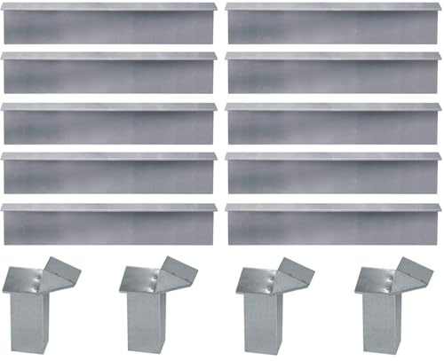 bellissa Schneckenzaun 14-teilig Metall verzinkt H20 cm | Rasenkante, Beeteinfassung, Beetumrandung mit flexibler Längenanpassung & giftfreier Schneckenabwehr