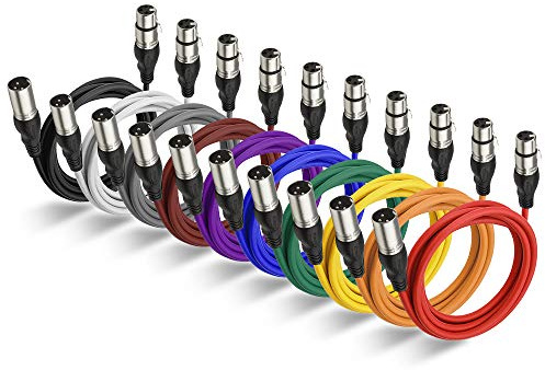 NUOSIYA XLR Kabel 2m 10 Farben XLR Mikrofon Splitterkabel Adapter, 3-Pin XLR Stecker auf Buchse Mikrofonkabel für Mikrofon, Verstärker, Mischpult, Lautsprecher