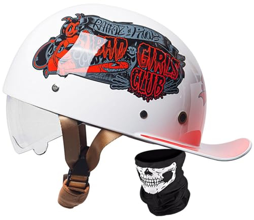 Kcolic Halbschalenhelm Mit ECE-Zulassung Vintage Motorradhelm Baseball Cap Jet Helm Retro Halbschalenhelm Mit Versenkbare Sonnenblenderetro Half Helm ​Für Cruiser Chopper H,2XL=61-63CM