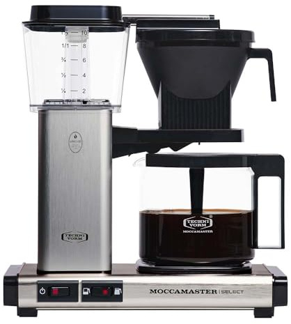Moccamaster KBG Select, Filter Kaffee Maschische, Kaffeekanne Glas, Farbe Gebürstet, 1.25 Liter, Brushed