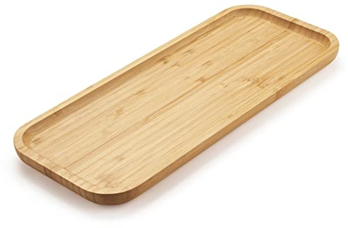YANGQIHOME Bambus Badezimmertablett, Schminktisch Tablett, Serviertablett Holz, Toilettentank Tablett, Tischtablett, Kosmetik Tablett Organizer, 36 x 15 x 2 cm