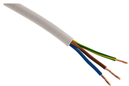 Zenitech - H05VV-F 3G1.5mm² Elektrisches Netzkabel - Für Haushaltsgeräte - Flexibles Design Widerstandsfähig Gegen Abrieb Und Feuchtigkeit - Weiß - 5m