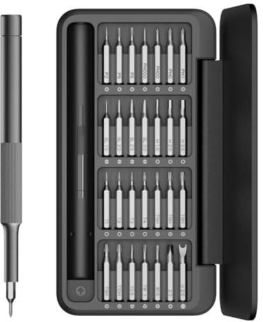 HOTO Feinmechaniker Schraubendreher Set, 28 in 1 Mini Magnetischer Schraubenzieher Set, Präzisionsschraubendreher Reparatur Set für Handy PC Brillen Uhren Uhrmacher Heimwerker, 2 N·m, C4 × 28 mm