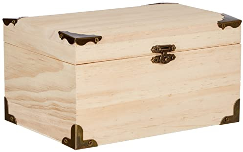 GLOREX 6 2003 353 Holz-Schatztruhe, natur, 18 x 12, 5 x 10 cm