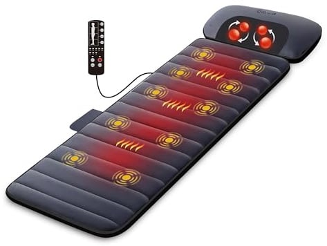 COMFIER Ganzkörper-Massagematte mit Shiatsu-Nackenmassagegerät & Wärme | Vibrations-Massagematte mit 10 Motoren für Rücken, Taille und Beine, 5 Modi und 3 Intensitätsstufen, für Zuhause und Büro