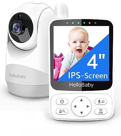HelloBaby Babyphone mit Kamera,29 Stunden Akkulaufzeit Babyfon,318°/120° Baby Monitor mit Ferngesteuerter Pan-Tilt Kamera 2X Zoom,Infrarot-Nachtsichtkamera ECO-Modus,Bis zu 1000ft,2-Wege-Audio