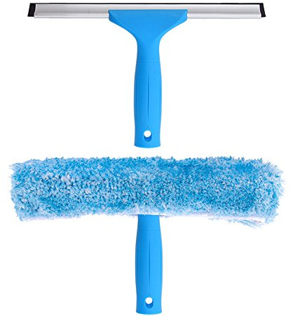 MR.SIGA Profi-Fensterabzieher & Mikrofaser-Fensterreiniger, 25cm | 2-in-1-Fensterwischer