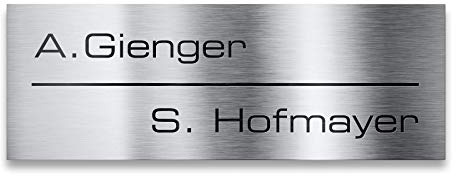 Metzler Briefkastenschild mit Lasergravur und Pulverbeschichtung anthrazit-schwarz 85x30 mm wetterfest rostfrei UV-beständig selbstklebend oder mit Bohrung zweizeilig pflegeleicht