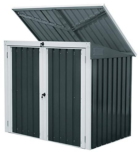 Zelsius Gartenschrank 158 x 101 x 134 cm | Anthrazit | Metall Geräteschrank mit Lüftungsgittern, Aufbewahrungsbox | Mülltonnenbox für 2 Tonnen, Wetterfester Geräteschuppen aus Stahlblech