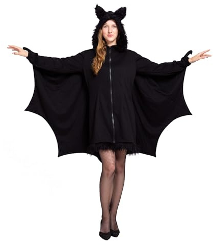 Spooktacular Creations Schwarze Fledermaus-Zip-Hoodie-Halloween-Kostüme für Erwachsene