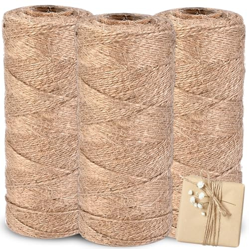 Cieex 300M Jute-Schnur, Natürliche Braun Juteschnur, 1.5mm Jute-Kordel für DIY Handwerk Bastelschnur Dekokordel Paketschnur Naturfaser Verpackung Bindegarn