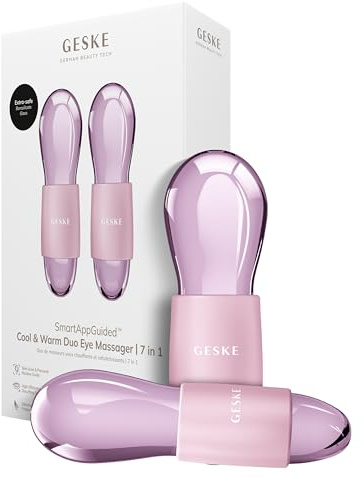 GESKE SmartAppGuided™ Cool & Warm Duo Eye Massager | 7 in 1 | Zwei Massagekugeln | Batterielose Wärme- & Kühltechnologie | Gegen Augenringe & Tränensäcke | Anti-Aging | Professionelle Hautpflege