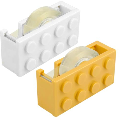 WUSJCOF 2 Stück Klebebandspender Abroller Klebeband-Tischabroller in Form von Bausteinen für Schreibtische,Restaurants,Blumenläden (Gelb)