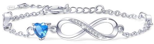 Tusuzik Muttertagsgeschenke für Mama Armband Damen Silber 925 Damen Zirkonia Unendlichkeit Herz Armband Verstellbares Armband Geburtstag Muttertag Jahrestag Schmuck Geschenk für Frauen
