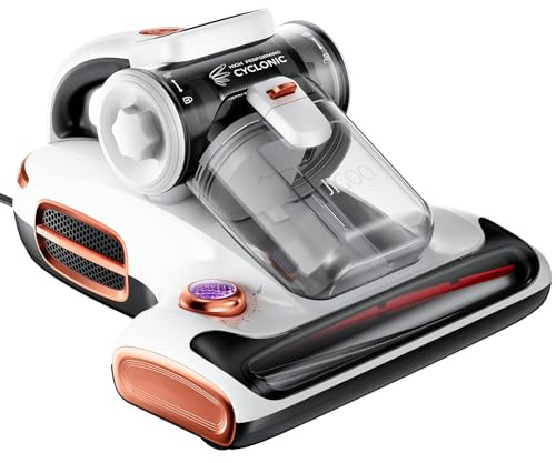JIGOO T600 Milbensauger mit UV-Licht & Heißluft [700W/15kPa] – 99,9% Allergen-Entfernung, Duftende Negative Ionen, Für Matratzen/Sofas/Teppiche (Leise & Effizient)