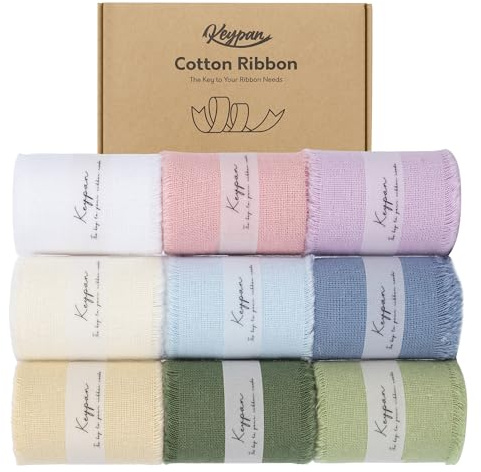 Keypan Geschenkband 3,8 CM×16,3 M Baumwollband für Schleifenband Hochzeit, Tischdeko, Hochzeit Deko, Dekoband, Geschenk Band