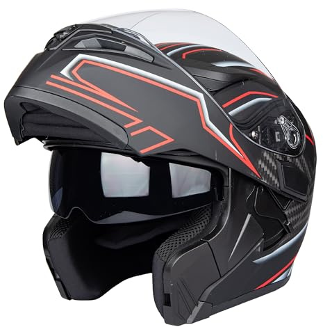 Helm für Motorräder Full-Face Motorcycle Helmet Tragbarer Integralhelme Flip-up Motorradhelm Zertifizierung von DOT (Magie, XL)